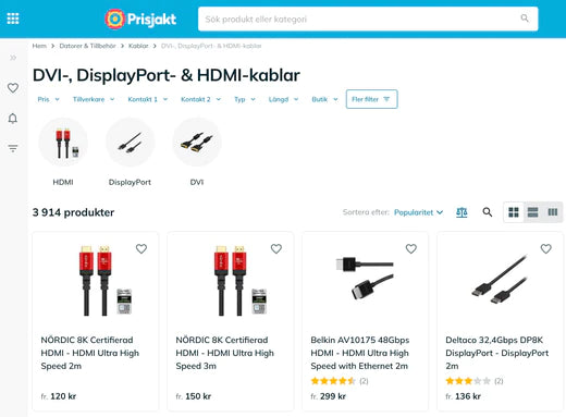 NÖRDIC CERTIFIED CABLES mest populär på Prisjakt!