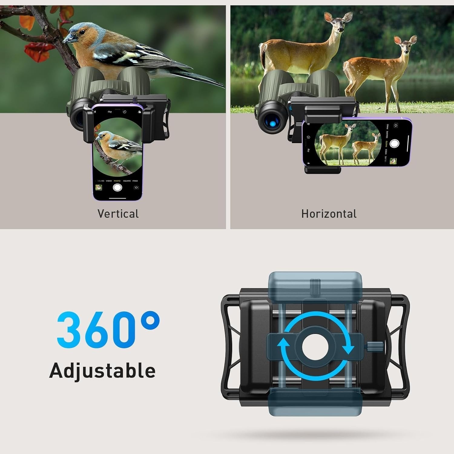 APEXEL Yleinen Mobiilimikroskooppisovitin Kaukosäätimellä ja 360° Kiertolla