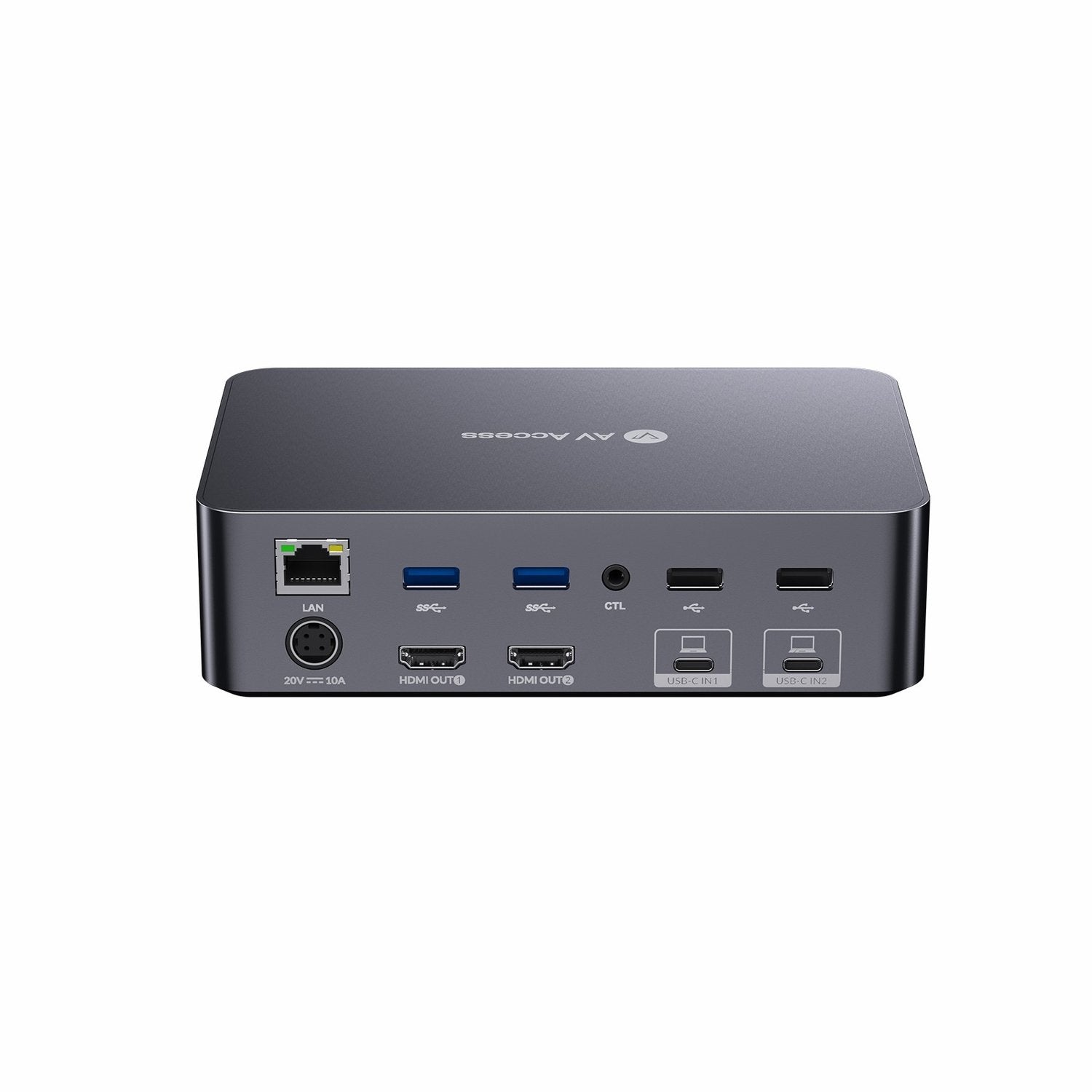 AV Access -telakointiasema ja KVM-kytkin 2 - 2 USB-C - HDMI, 4K60Hz, 6x USB-A, 1x USB-C PD 100W, 1x 3,5 mm AUX, 1x SD-kortinlukija, 2x60 W PD
