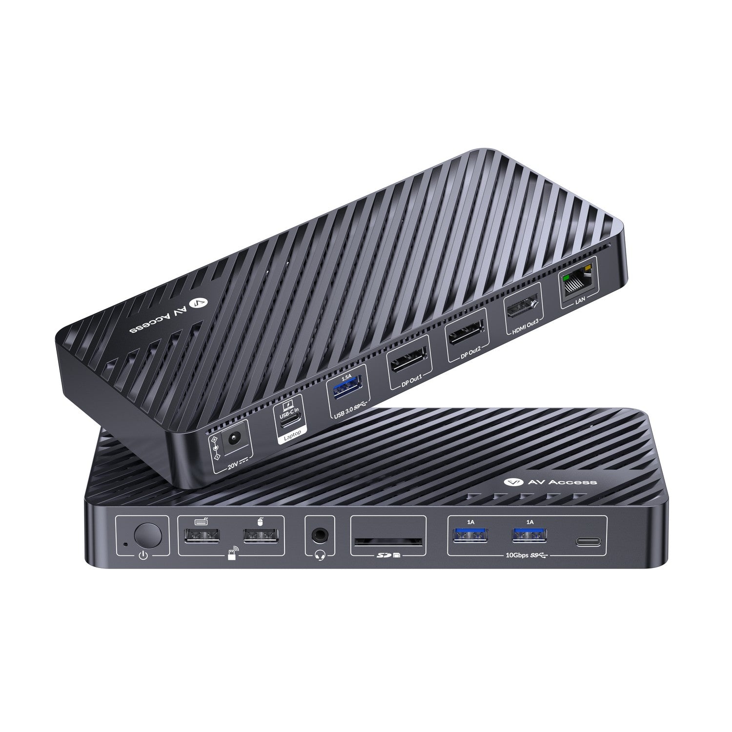 AV Access KD-S03 1–12 USB-C Telakointiasema kolmella näytöllä 2xDP 1xHDMI 4K60Hz 2K 144Hz