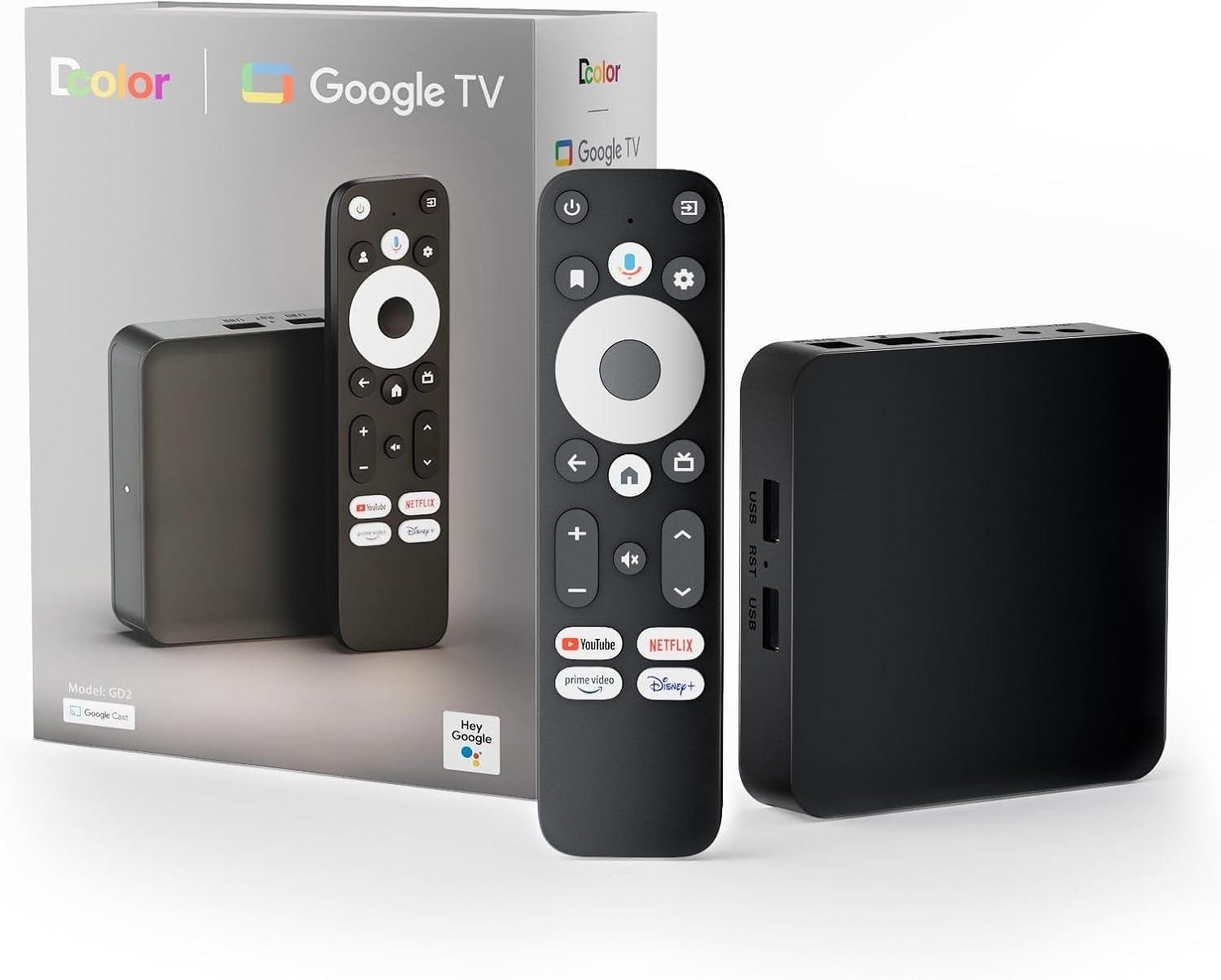 Android Google TV -sertifioitu 4K-suoratoistolaite, mediaplayer-laatikko, jossa on ääniohjain, kaukosäädin, sisäänrakennettu Chromecast ja älykotiohjaus