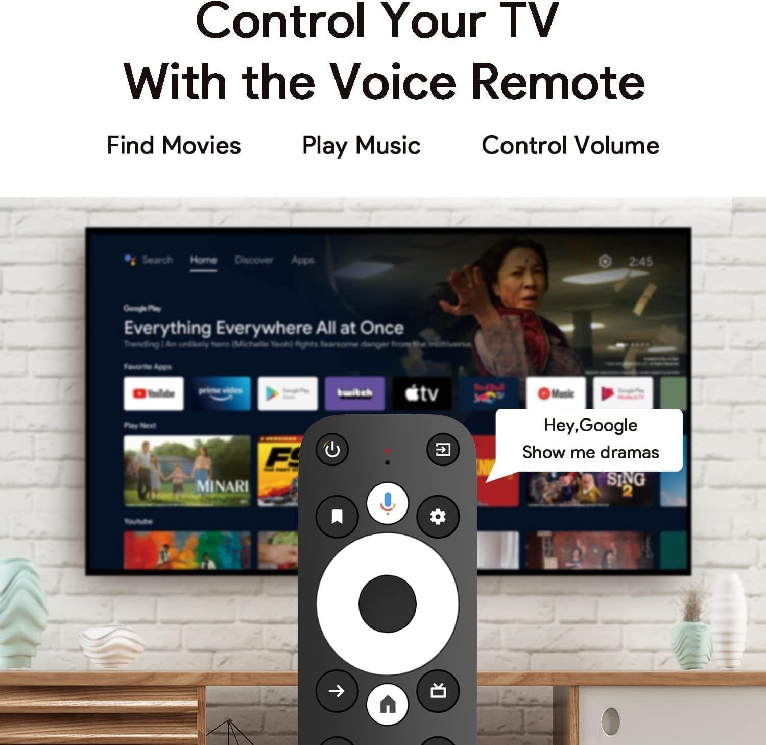 Android Google TV -sertifioitu 4K-suoratoistolaite, mediaplayer-laatikko, jossa on ääniohjain, kaukosäädin, sisäänrakennettu Chromecast ja älykotiohjaus