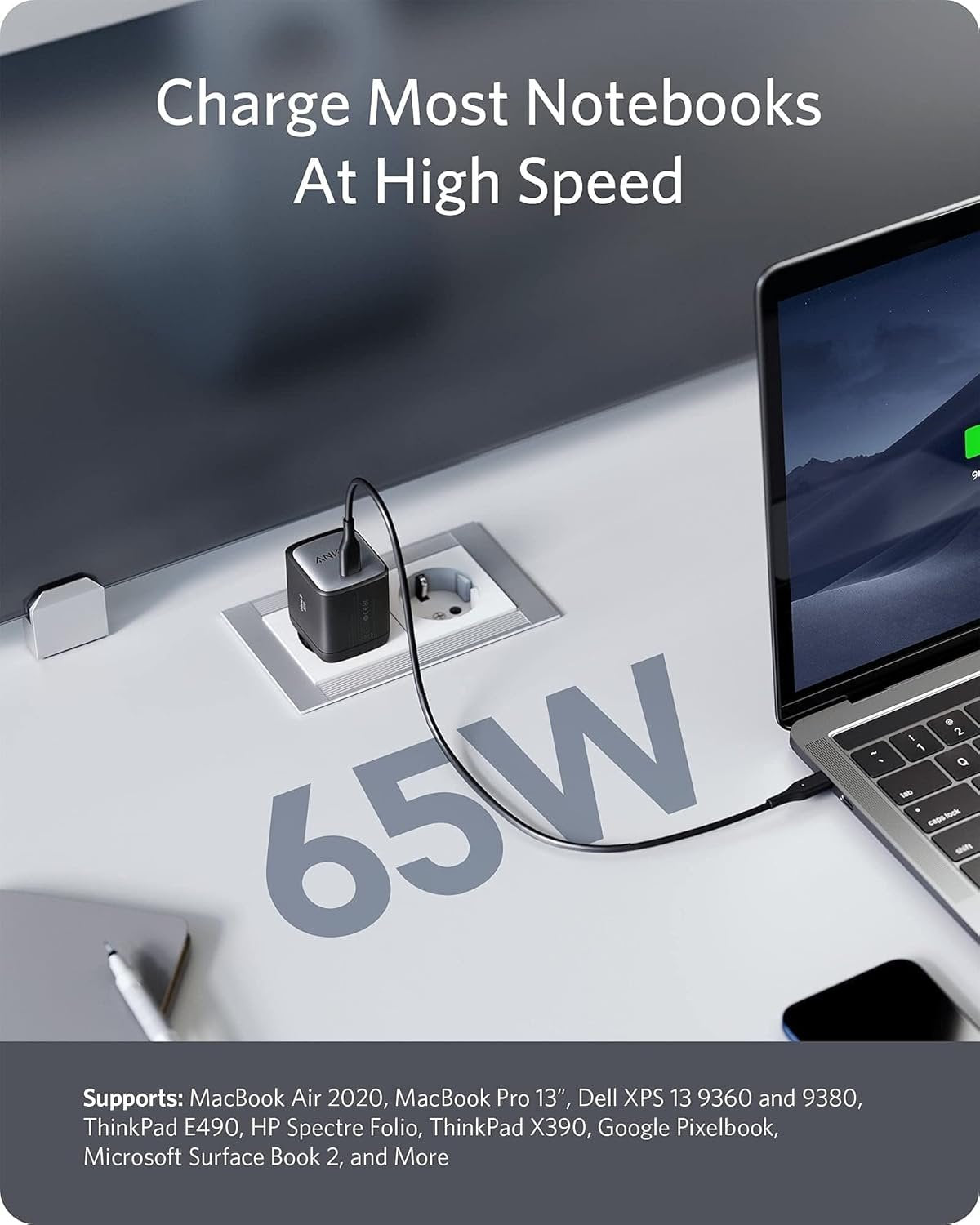 Anker 715 USB-C Laturi Power Nano II 65W Nopea Lataus GaN II Teknologia