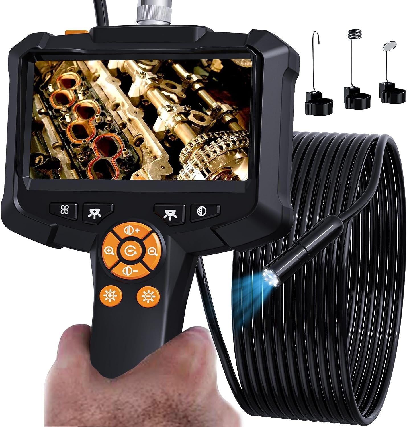 NÖRDIC 4,3" endoskooppikamera 8 LED-valolla, IP67 vedenpitävä 1080P HD 5m kaapeli