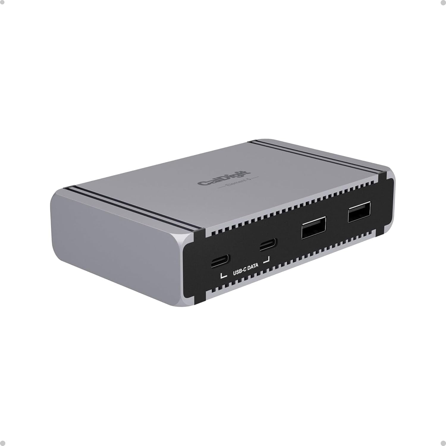 CalDigit E5 Thunderbolt 5 Element 5 Hub 9-porttinen 4x Thunderbolt 5/USB4 v2-porttia 3x USB-A & 2x USB-C 10G, Single 8K, Dual 6K/8K, Dual 4K@240Hz, 90W