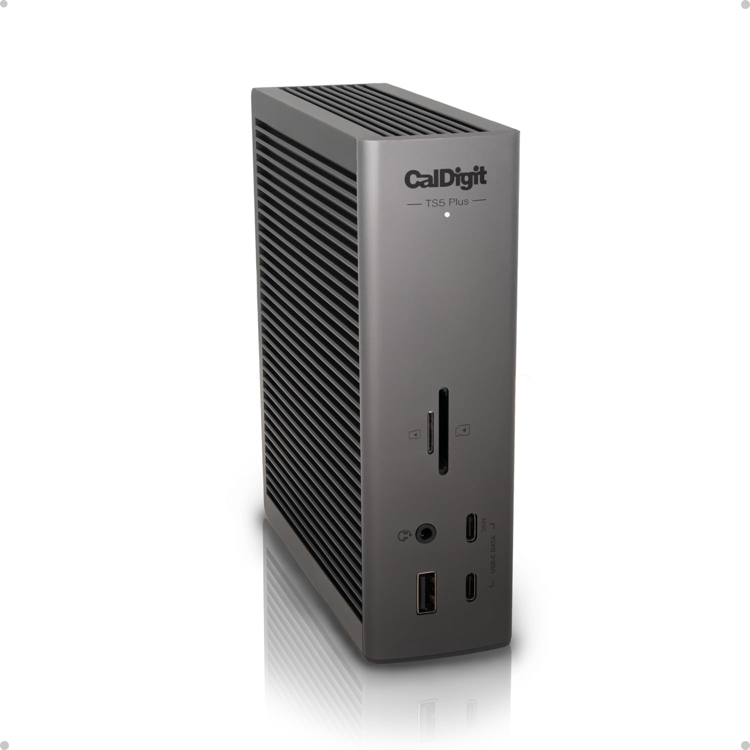 CalDigit TS5 Plus - 20 Porttia Thunderbolt 5 Telakointiasema, 140W Lataus, 3X 80Gb/s Thunderbolt 5, 10x 10Gb/s USB Porttia