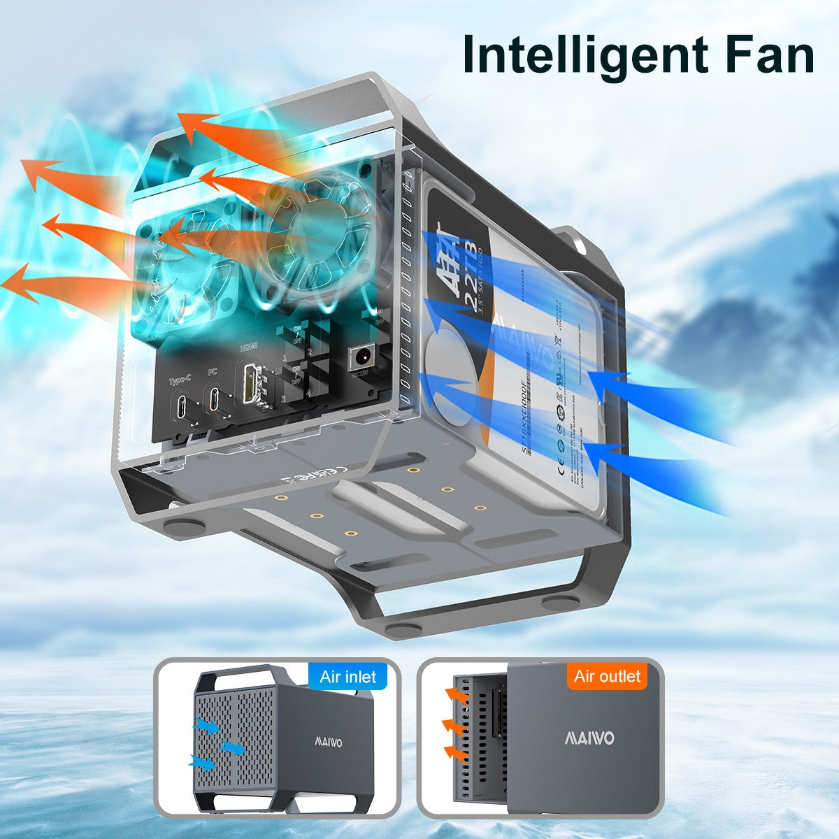 MAIWO 4-Bay DAS Design for 3.5” SATA HDDs with 2 Cooling USB-C & 10 Gbps Speed, NO RAID