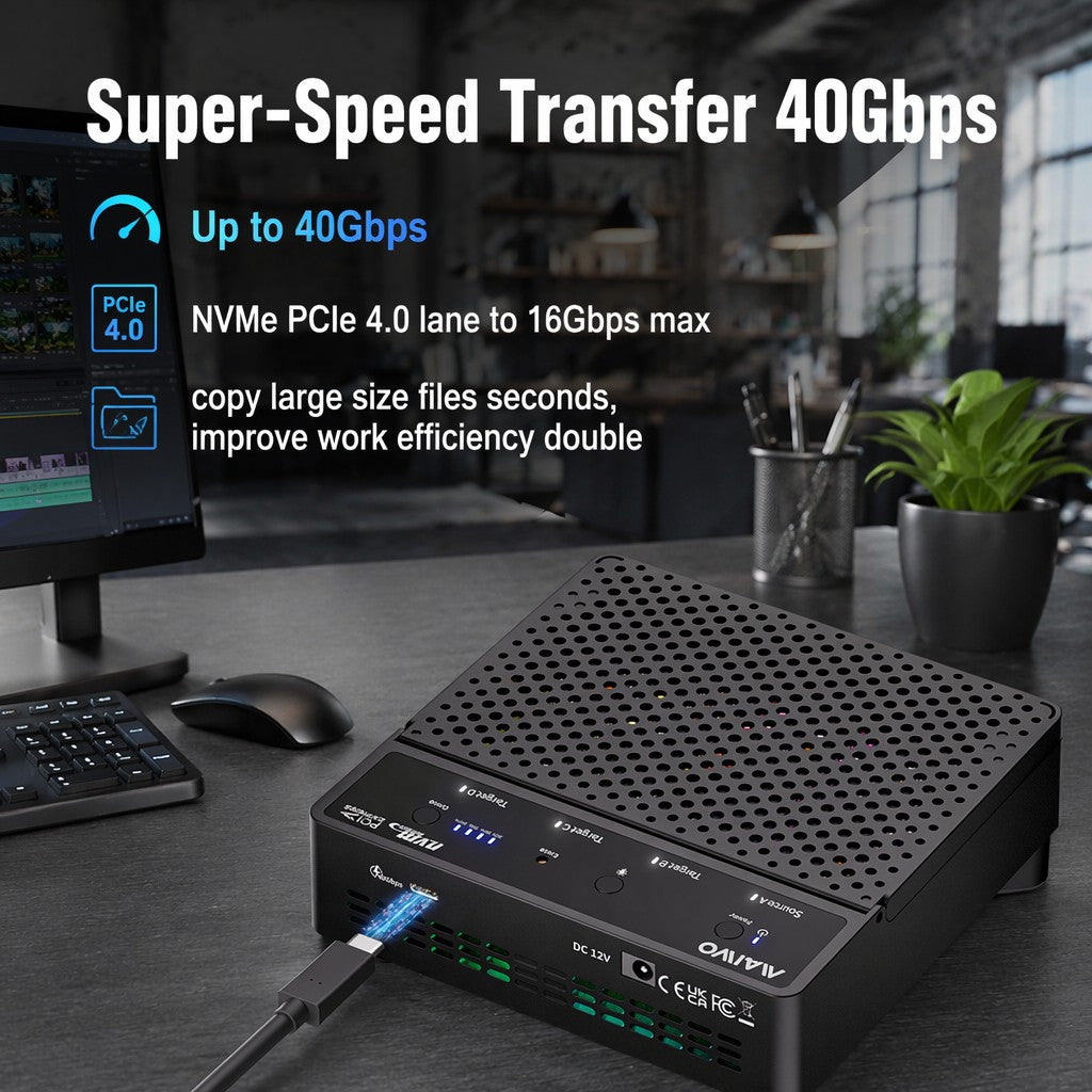 Maiwo K2054PE Quad Bay USB4.0 NVMe-kotelo 40Gbps, All-in-one