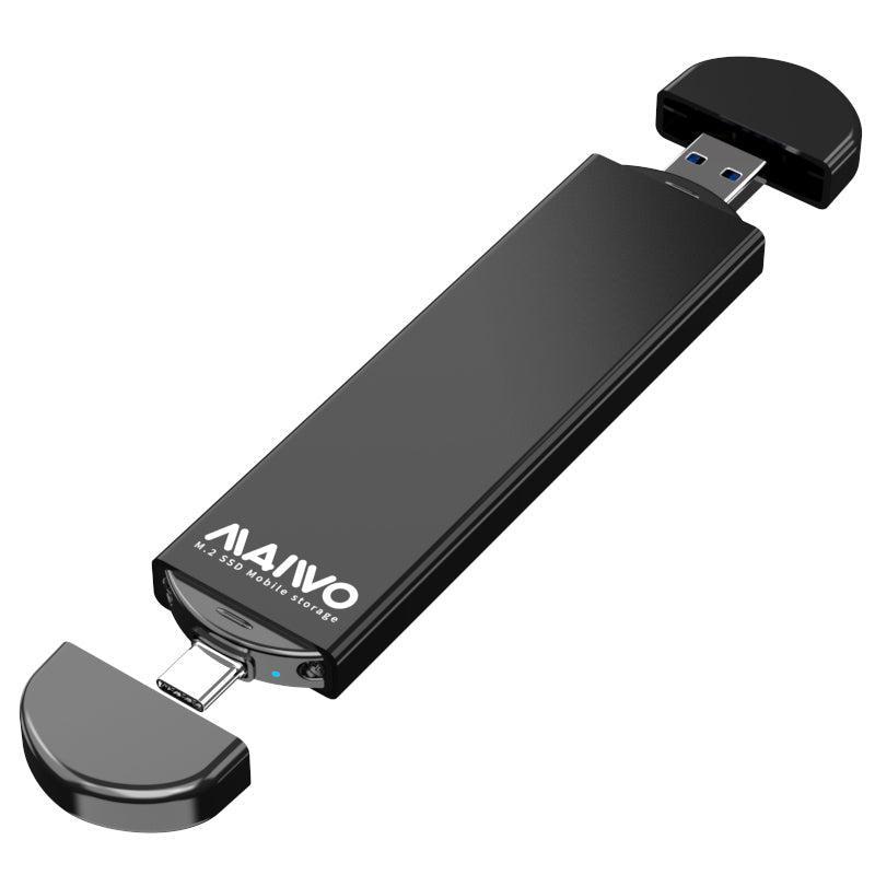 Maiwo K1683P2 Ulkoinen kaappi M.2 NVMe ja SATA SSD USB A ja USB C 10 Gb/s B-Key ja B&M-Key UASP 2280 2260 2242 2230 alumiinia