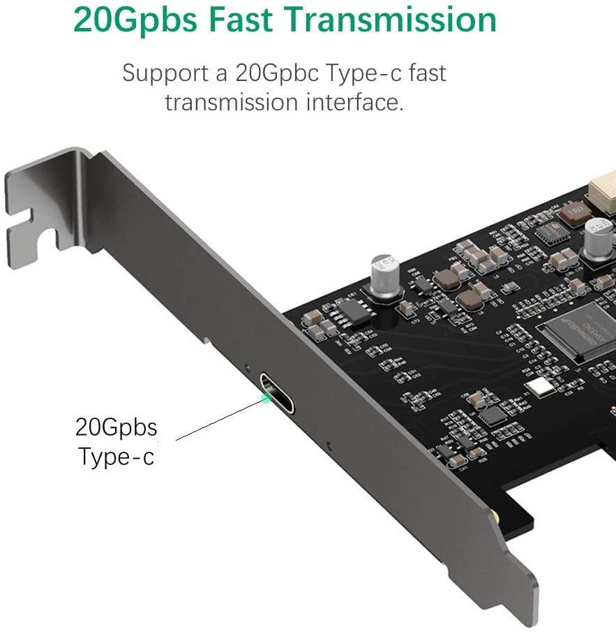 Maiwo KC008 PCI Express x4 -kortti–1x ulkoinen USB Type C, 20 Gb/s, USB 3.2 Gen 2 x2, PCIe 3.0 x4