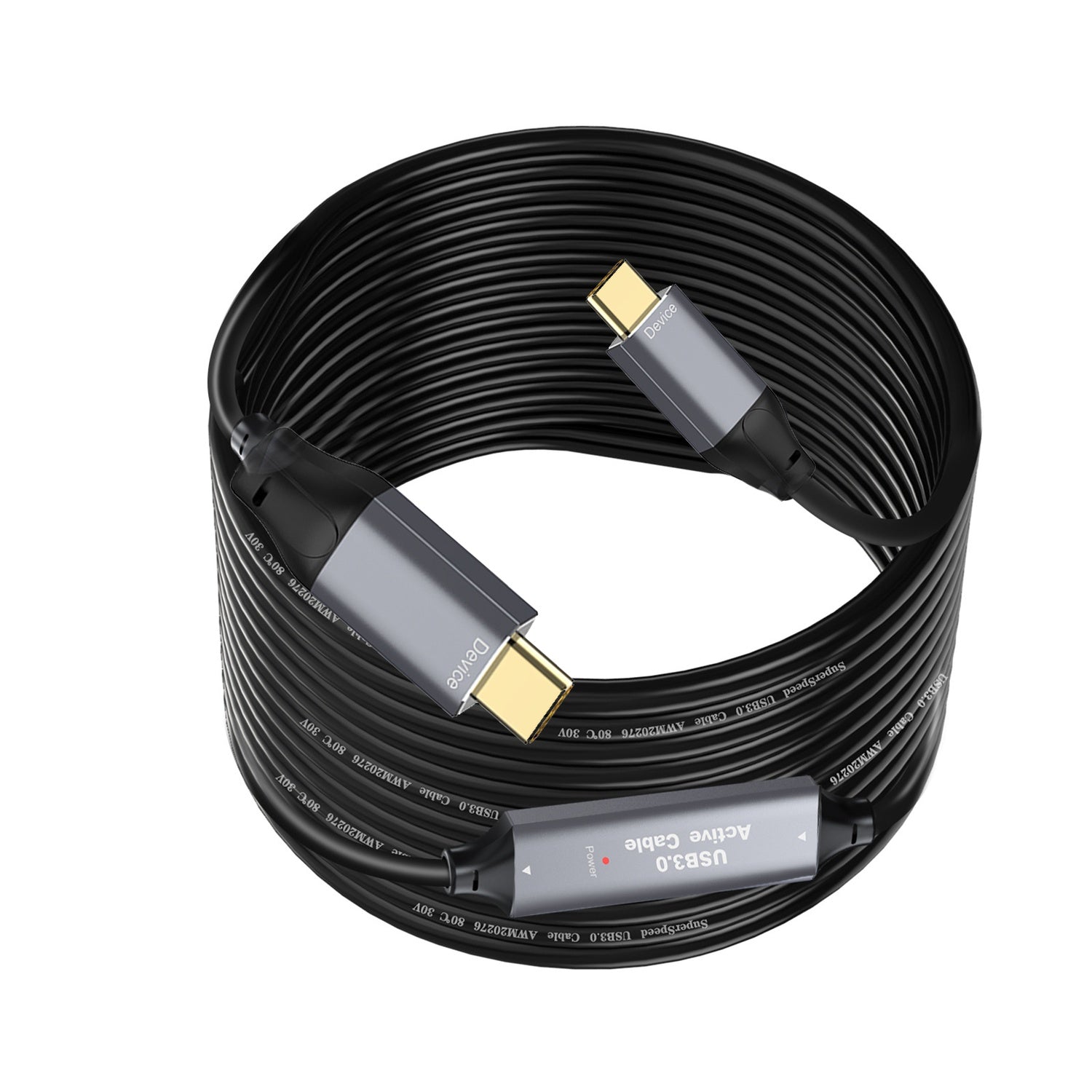NÖRDIC 10m Aktiivinen USB 3.0 C–C-kaapeli, 5Gbps Super Speed USB-kaapeli