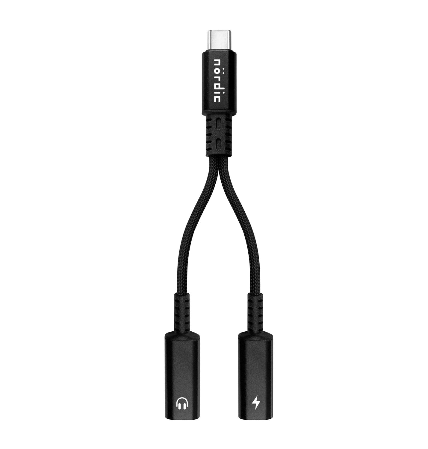 NÖRDIC 1 - 2 USB-C - 2xUSB-C kuulokesovitin 60 W latauksella