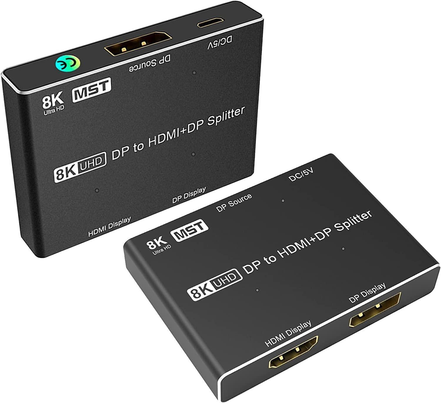 NÖRDIC 1-2 -jakaja 1xDisplayport 1xHDMI:hen ja 1xDisplayport 8K30Hz tuki MST:lle ja HDR:lle