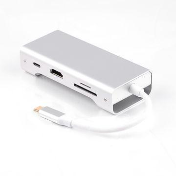 NÖRDIC 1–7 USB C, alumiinia, telakointiasema 1x HDMI 4K 30 Hz, 1x RJ45 Giga Ethernet, 2x USB 3.1 5 Gb/s, 1xUSB C, PD 87 W, 1xSD/TF kortinlukija, hopea