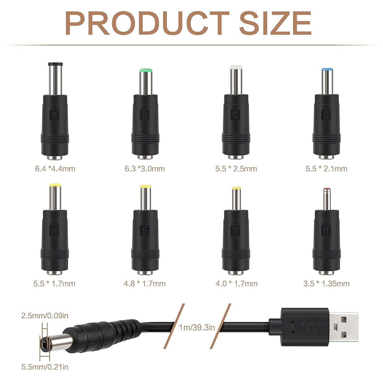 NÖRDIC 1m virtajohto USB DC 11 liittimellä USB DC Power