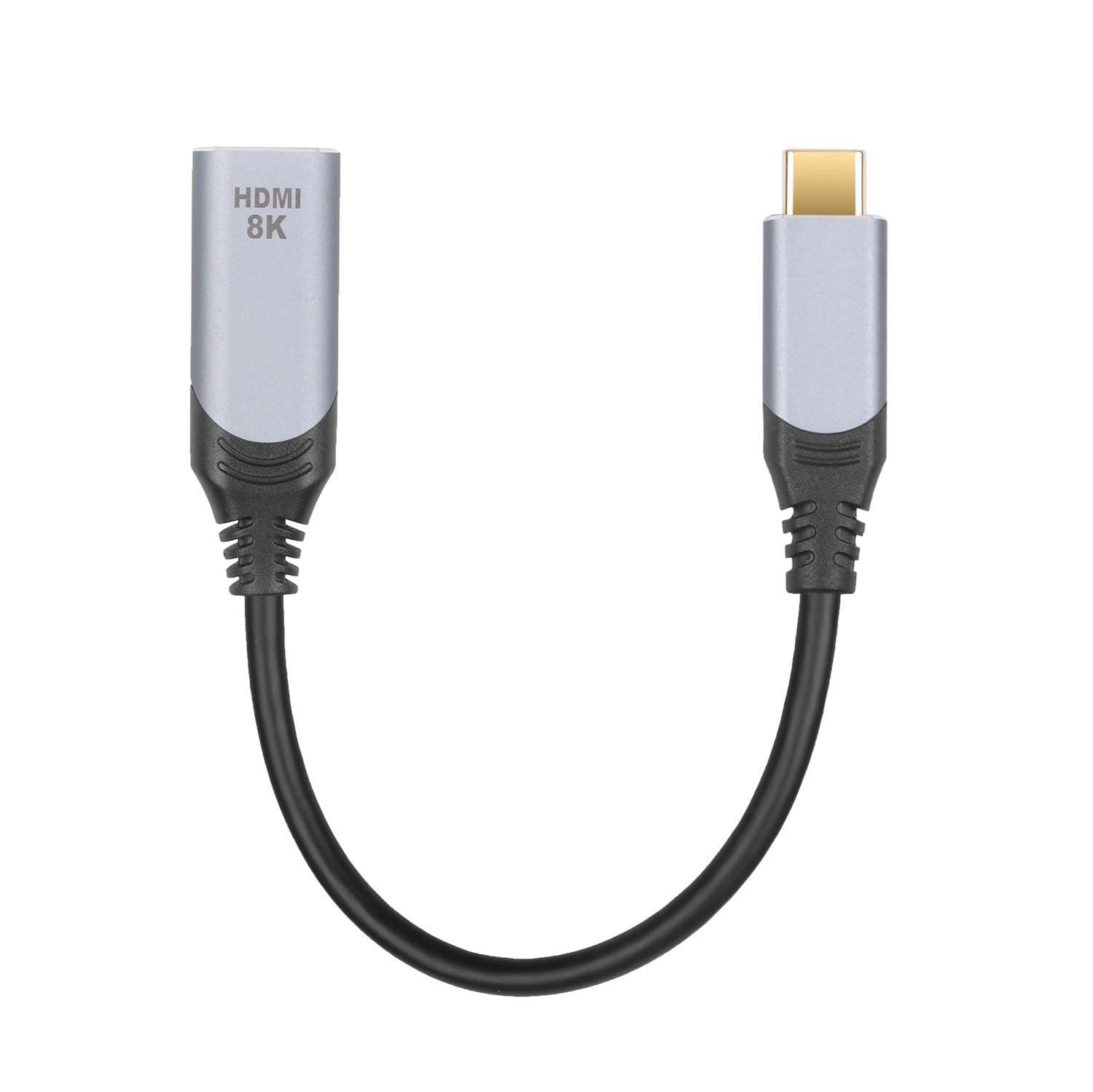 NÖRDIC 20 cm sovitin USB-C - HDMI 2.1 8K30Hz 4K120Hz 48Gbps HDR Yhteensopiva Thunderbolt 3:n ja 4:n kanssa