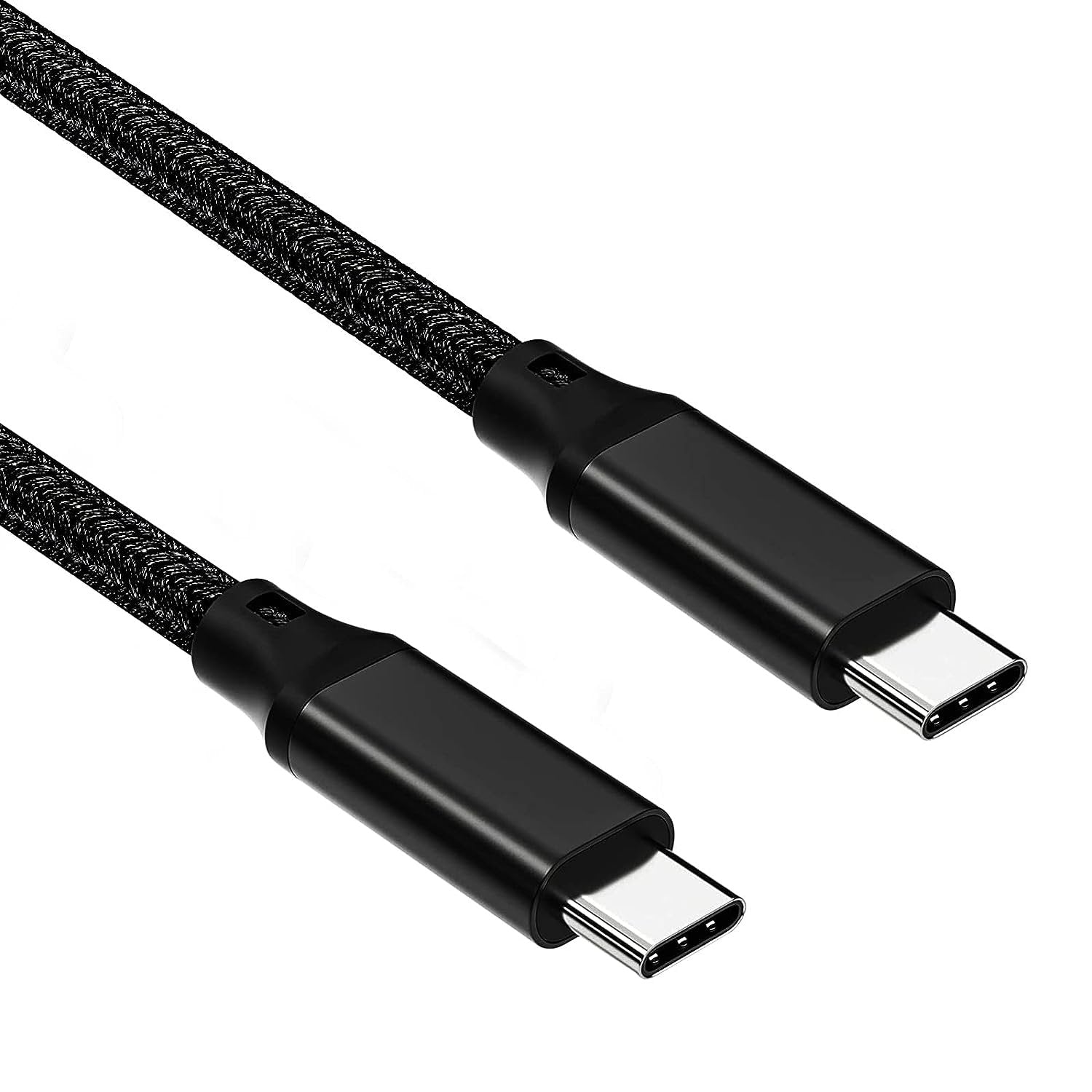 NÖRDIC 2m USB3.2 Gen2 SuperSpeed USB 10 Gbps USB-C–C nylon-punottu kaapeli Power Delivery 100W, 4K60Hz video ja Emarker