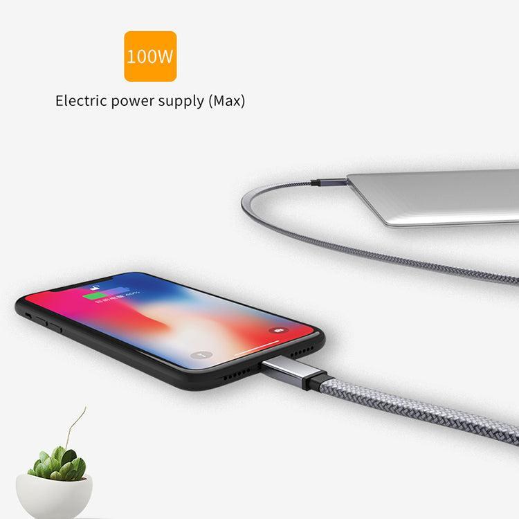 NÖRDIC 2m litteä ja ohut kaapeli USB3.2 Gen2 USB-C to C pikalataus Power Deliveryllä PD100W 5A 10Gbps 4K 60Hz Emarkerilla