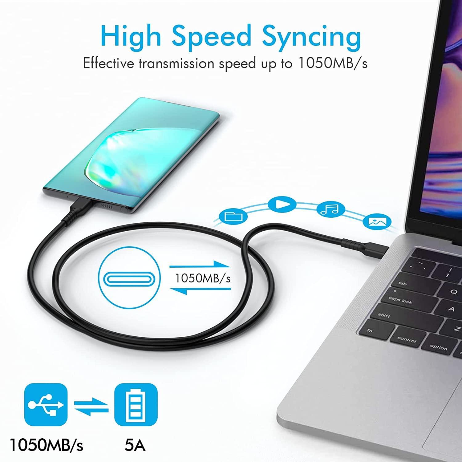 NÖRDIC 3m USB3.2 Gen2 SuperSpeed USB 10 Gbps USB-C–C PVC-kaapeli, jossa on virransyöttö 100 W, 4K60 Hz video ja merkkivalo