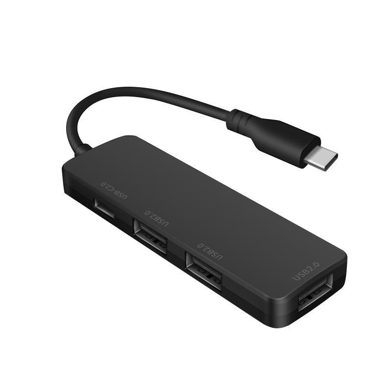 NÖRDIC 4-porttinen USB-C 2.0 -keskitin 3xUSB-A 480Mbps 1xUSB-C 480Mbps