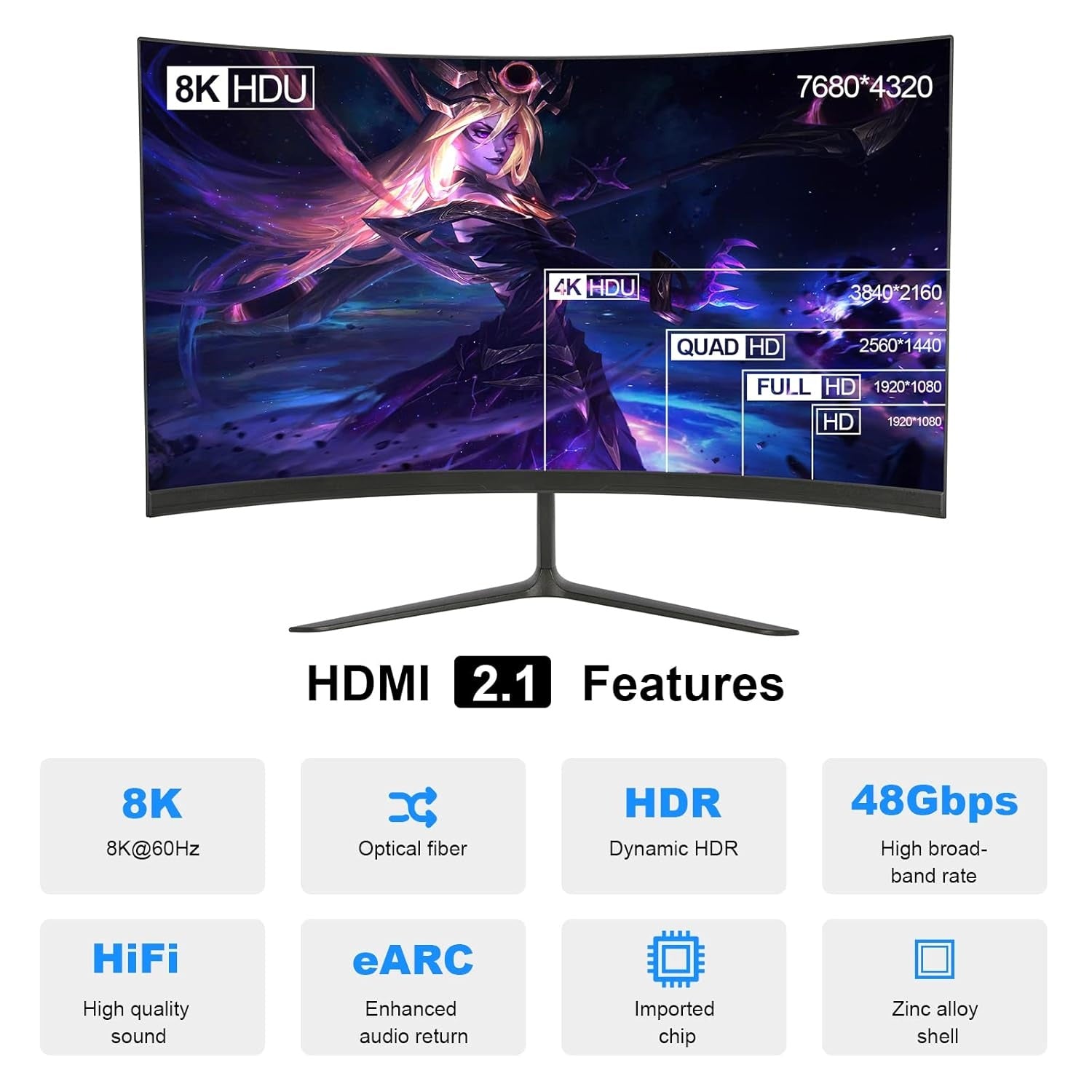 NÖRDIC 5m aktiivinen AOC optinen kuitukaapeli HDMI 2.1 8K 60Hz 4K 120Hz 48Gbps Dynamic HDR, eARC, VRR yhteensopiva RTX 3080 3090 kanssa