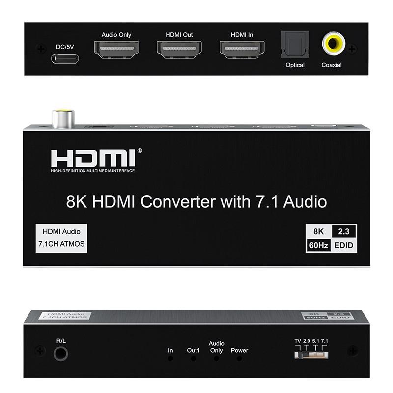 NÖRDIC 8K 60Hz HDMI 2.1 Extractor HDMI/S/PDIF/koaksiaali/AUX
