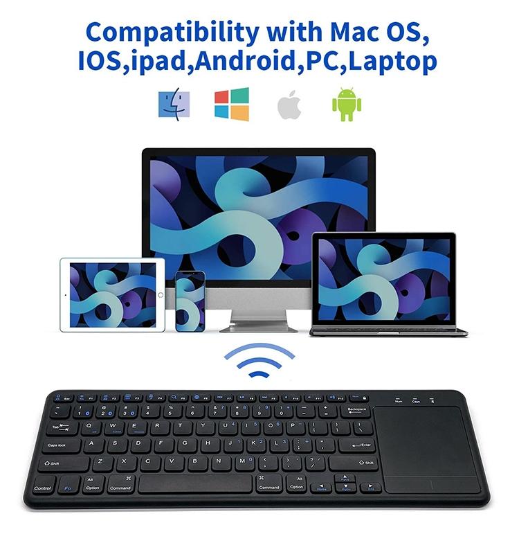 NÖRDIC langaton 2.4G Näppäimistö kosketuslevyllä 78 näppäintä IOS Android Windows US asettelu