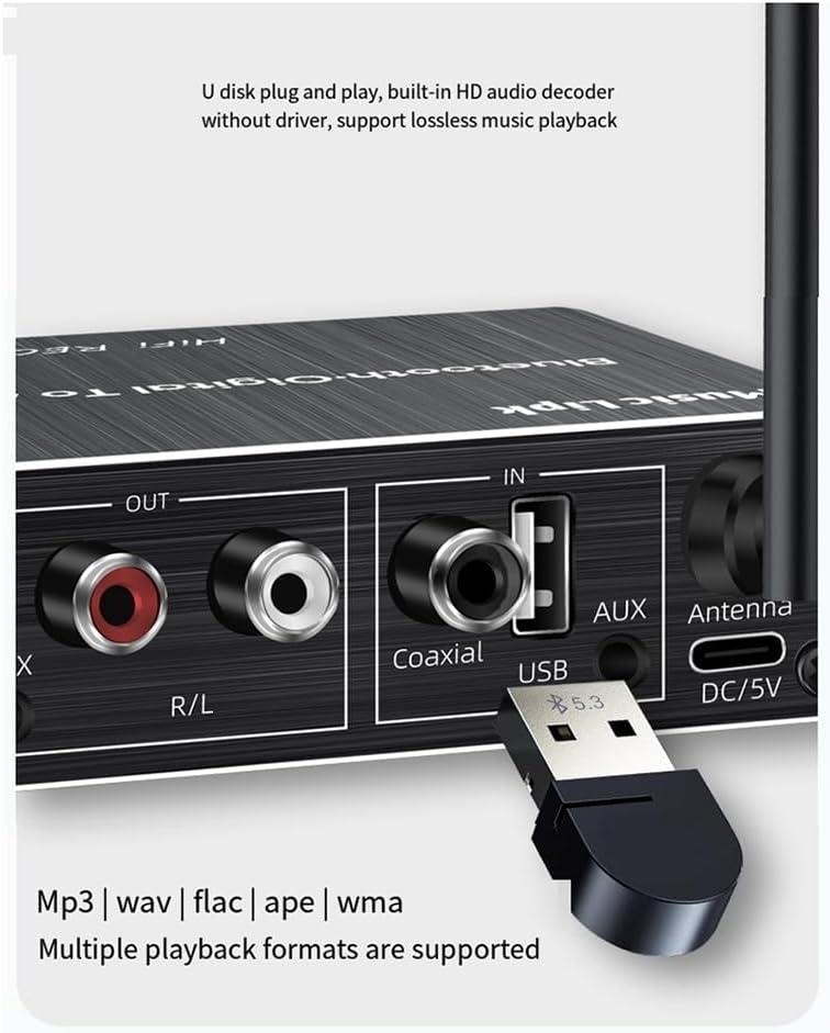 NÖRDIC Bluetooth 5.3 Audio Vastaanotin DAC Muunnin USB Muisti 3.5MM AUX RCA Coaxial