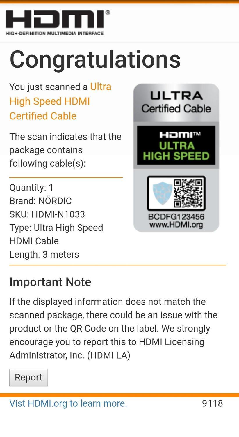 NÖRDIC CERTIFIED CABLES 3 m Ultra High Speed HDMI 2.1 8K 60 Hz, 4K 120 Hz 48 Gb/s Dynamic HDR eARC VRR nailonpunottu kaapeli, kullattu