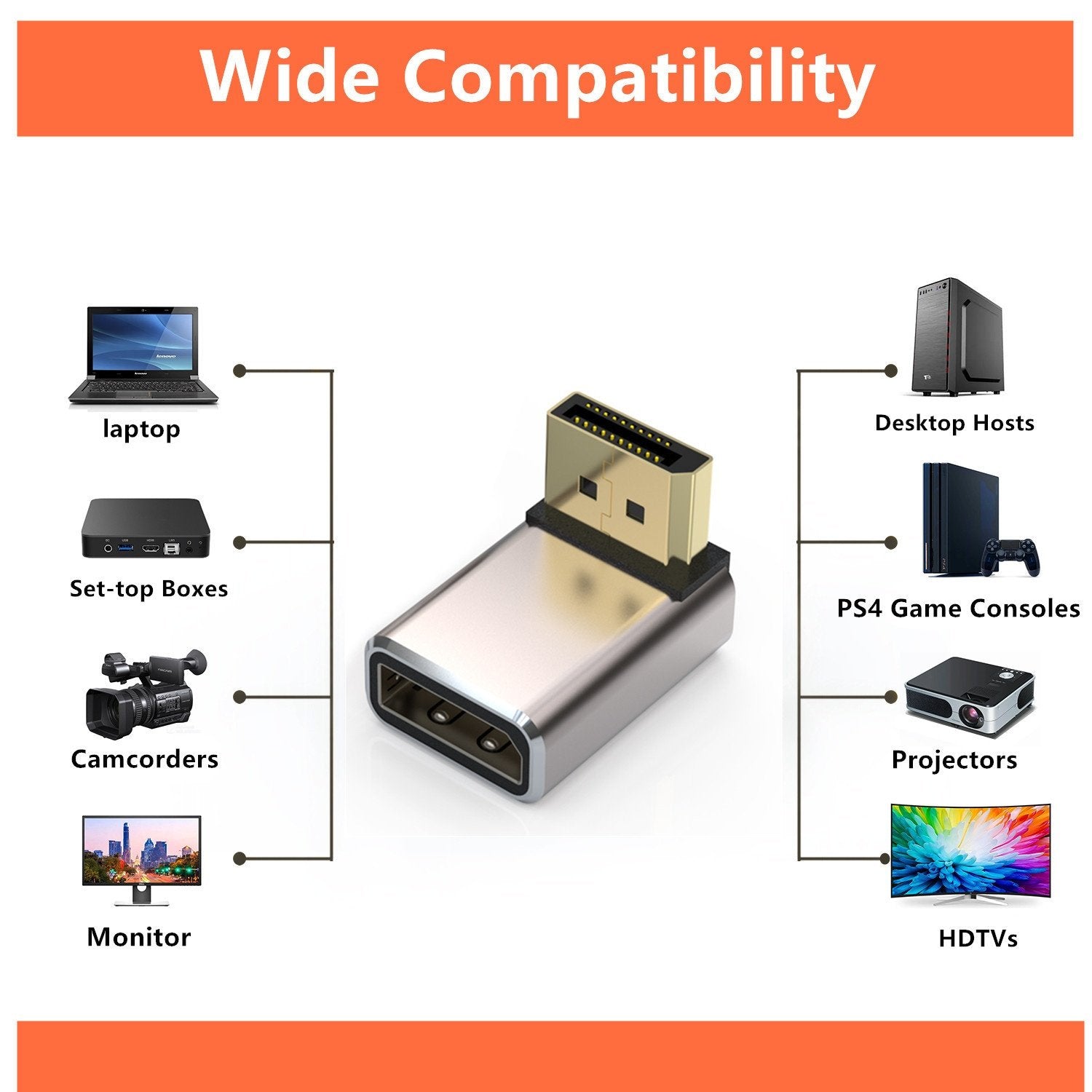 NÖRDIC Displayport-sovitin uros-naaras 8K60Hz 4K144/120/60hz