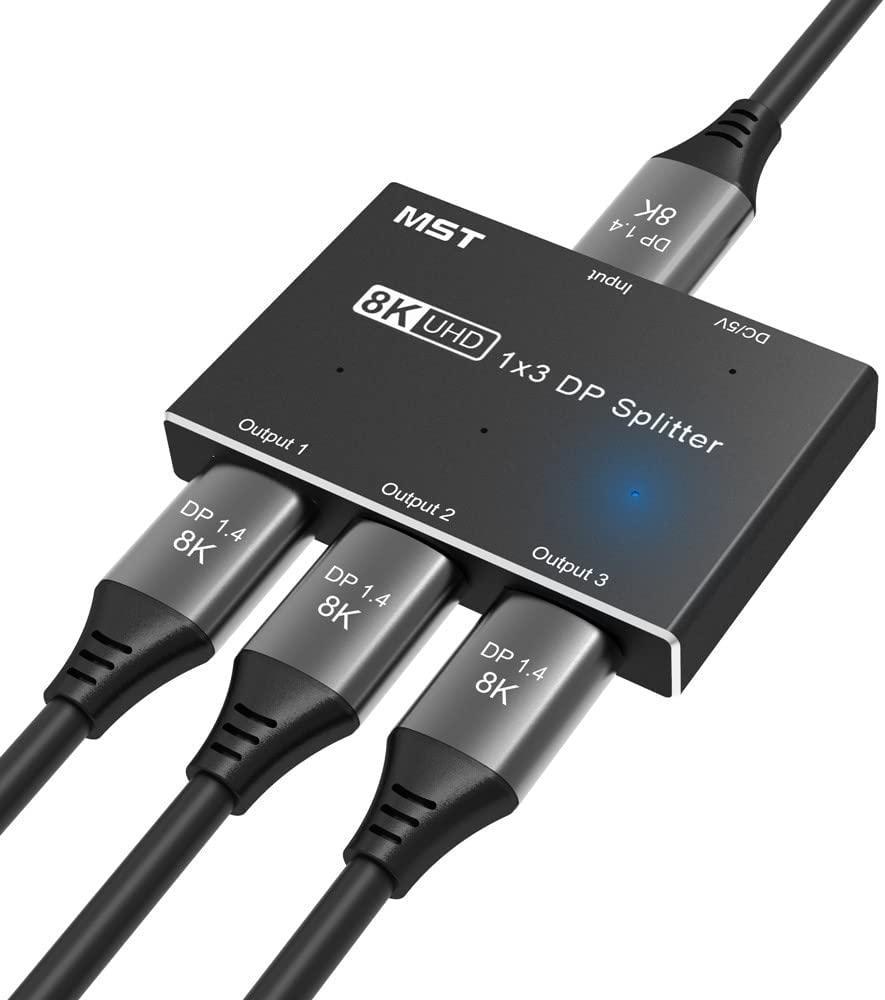 NÖRDIC Displayport-jakaja 1-3 8k30Hz 4K120Hz MST