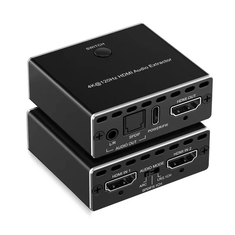 NÖRDIC HDMI 2.1 -kytkin ja -extractor 8K60Hz 4K120Hz ARC EDID, S/PDIF ja AUX