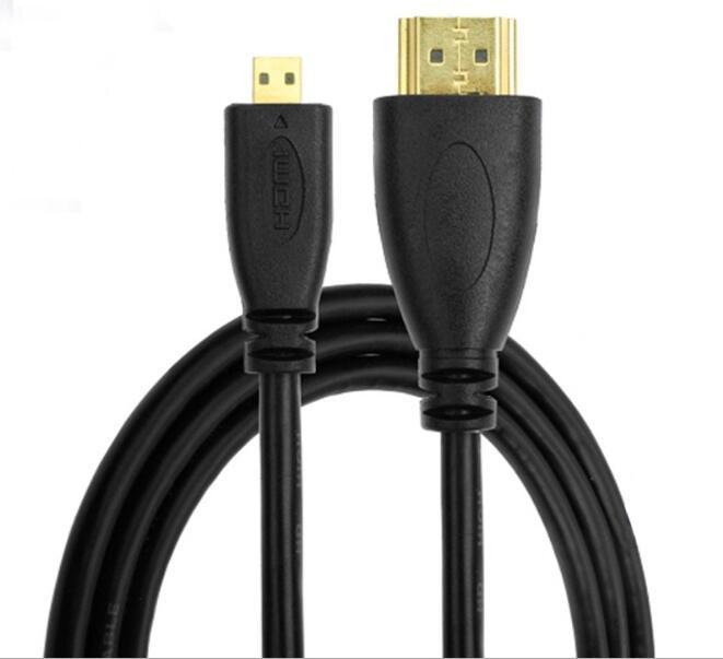 NÖRDIC HDMI Micro–HDMI -kaapeli, 1 m, High Speed HDMI Ethernet, Type A–Type D uros–uros, musta