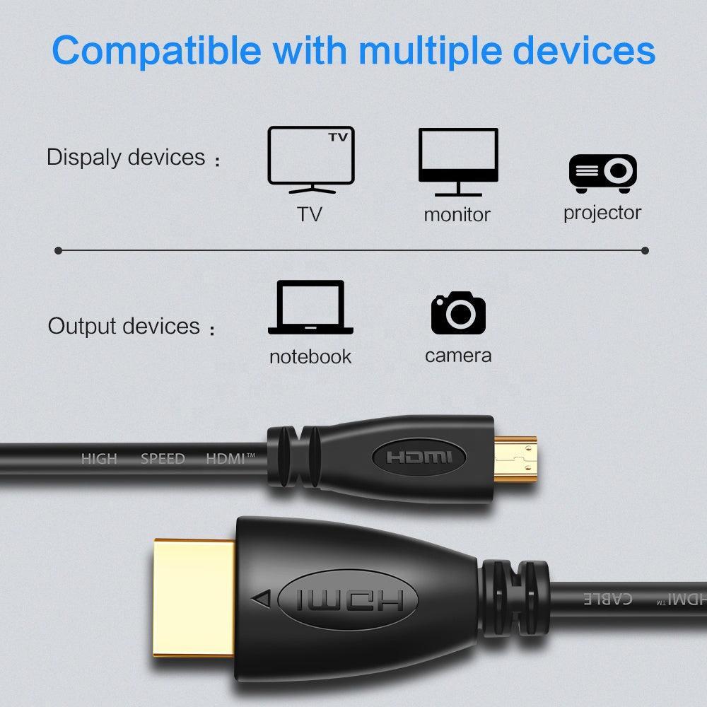 NÖRDIC HDMI –Mini HDMI -kaapeli, 50 cm, High Speed HDMI Ethernet, Type A–Type C uros–uros, musta