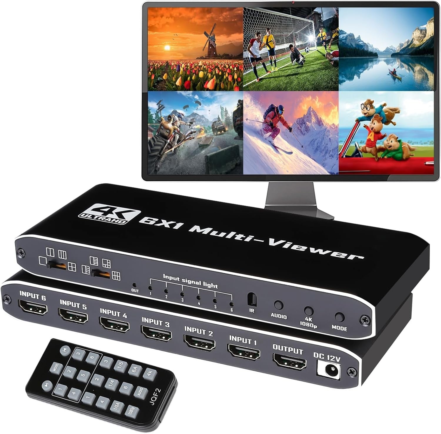 NÖRDIC HDMI Multi-Viewer 6 in 1 Out Saumaton Switcher 1080P HDMI HUB-kytkin useille tuloille, jakaja useille näytöille