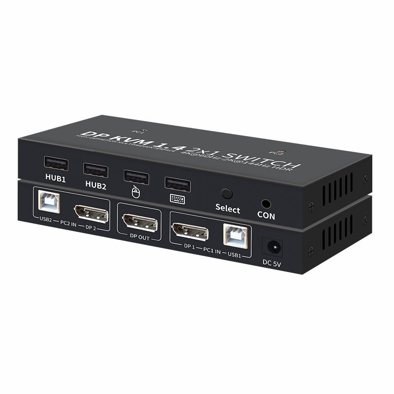 NÖRDIC KVM-kytkin 2, PC 1x DisplayPort 1.2 4K 60Hz ja 4x USB-portti HDCP 2.2