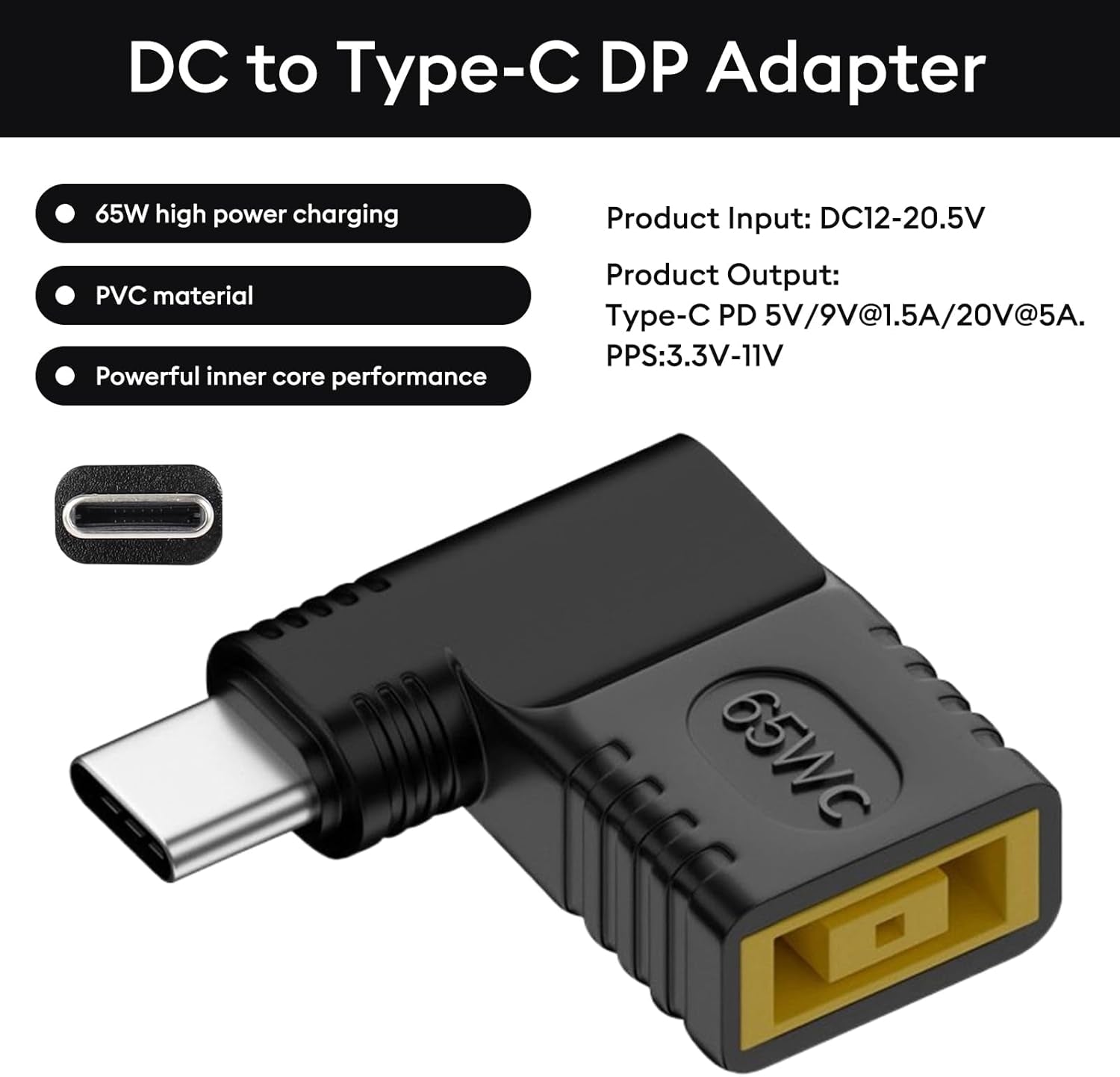 NÖRDIC Kulmikas Lenovo Square Yellow USB-C -sovitin