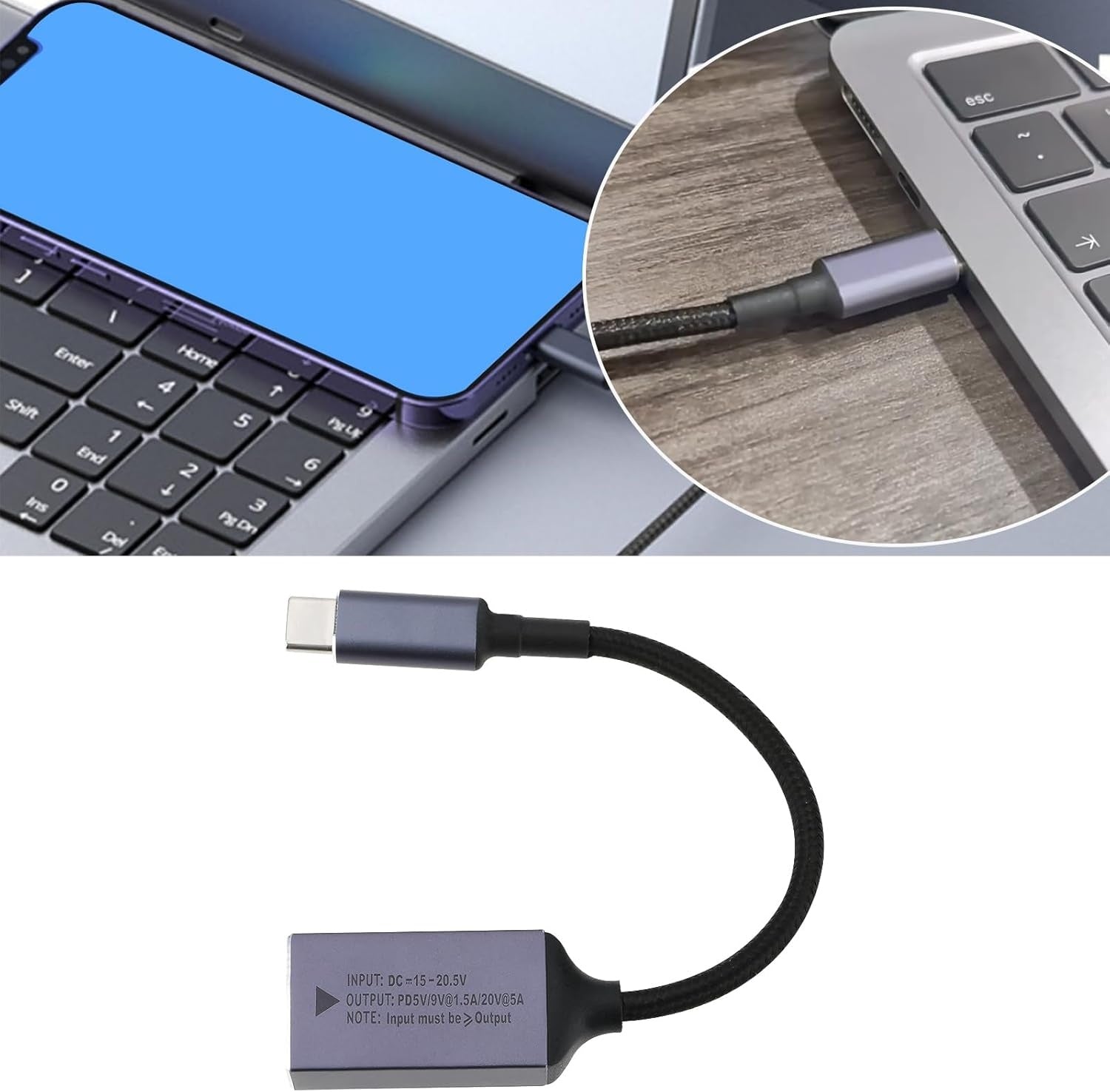 NÖRDIC Lenovo Square Yellow - USB-C-adapteri 17 cm