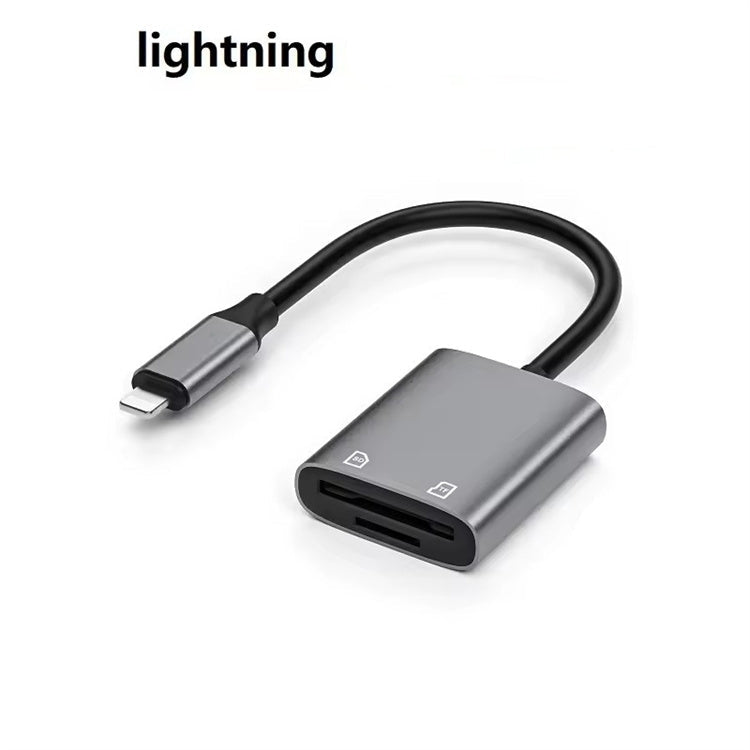 NÖRDIC Lightning-kortinlukija, 2 korttipaikkaa, SD, MicroSD UHS-I