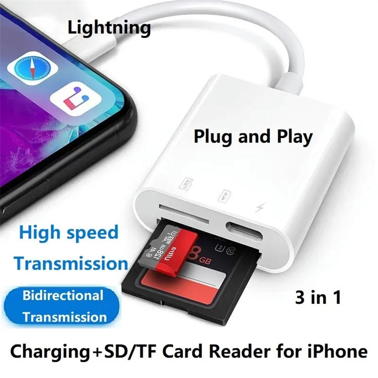 NÖRDIC Lightning-kortinlukija, 2 korttipaikkaa, SD- ja MicroSD-korttipaikka, 1 x Lightning-lataus, UHS-I