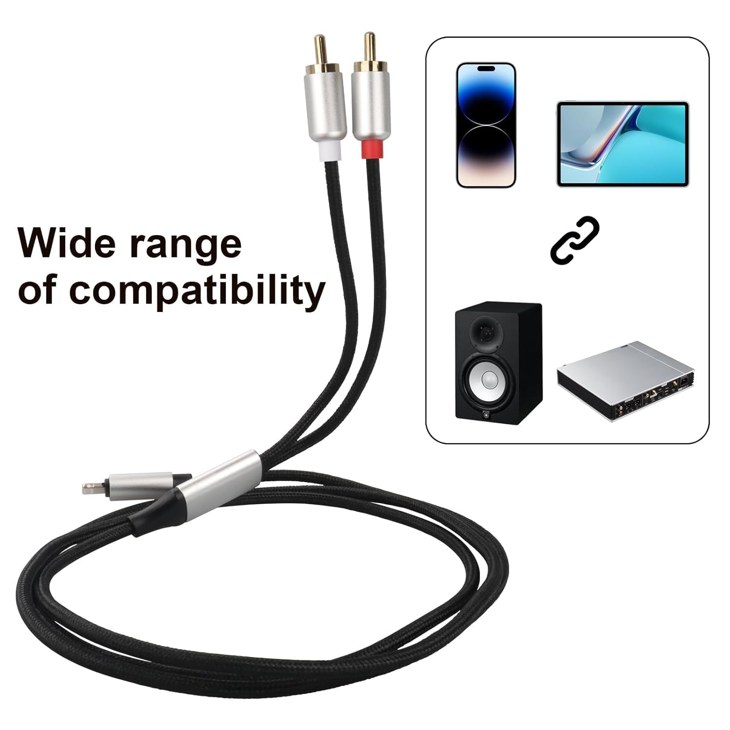 NÖRDIC Lightning (ei MFI) RCA-äänikaapeli 2m