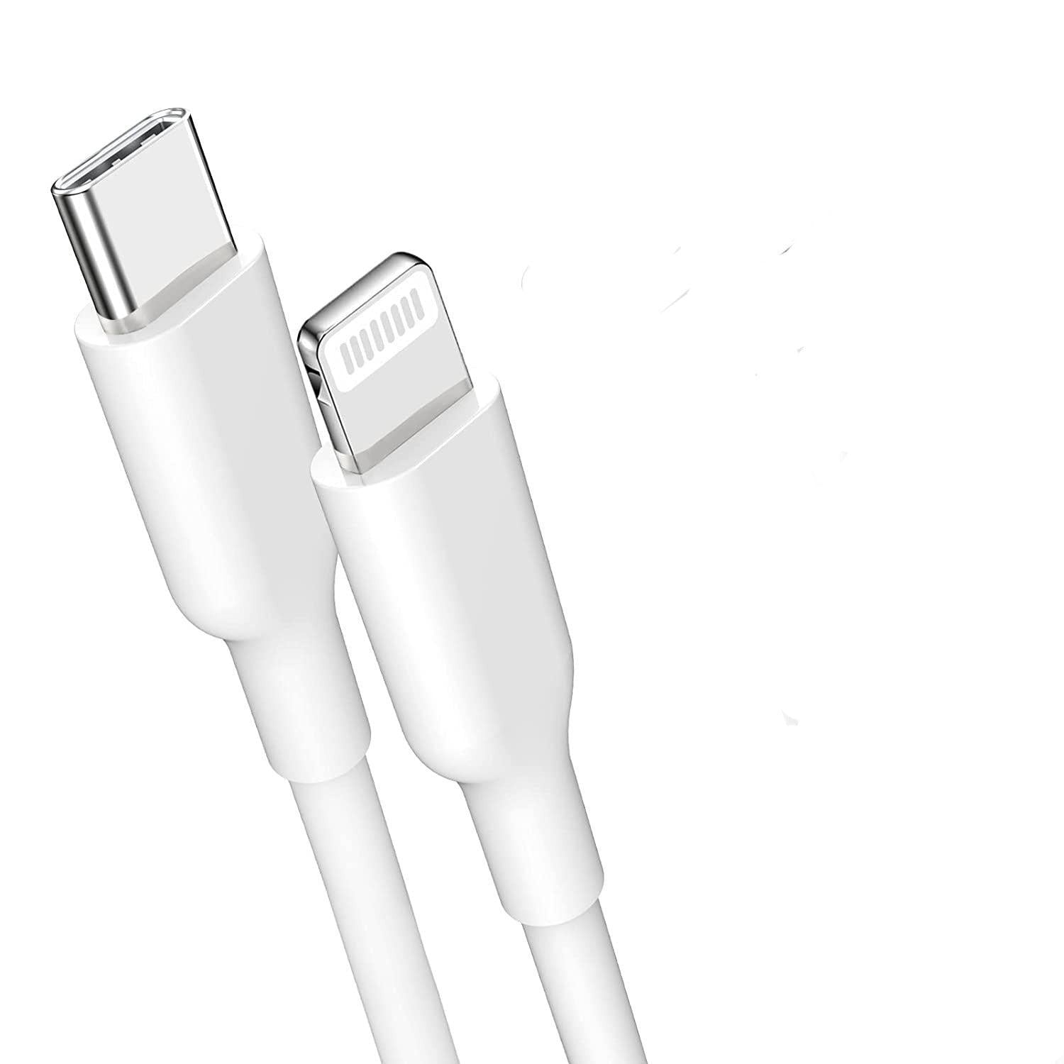 NÖRDIC MFI-sertifioitu Lightning–USB C -kaapeli iPhonelle, iPadille ja iPodille, valkoinen, 1 m