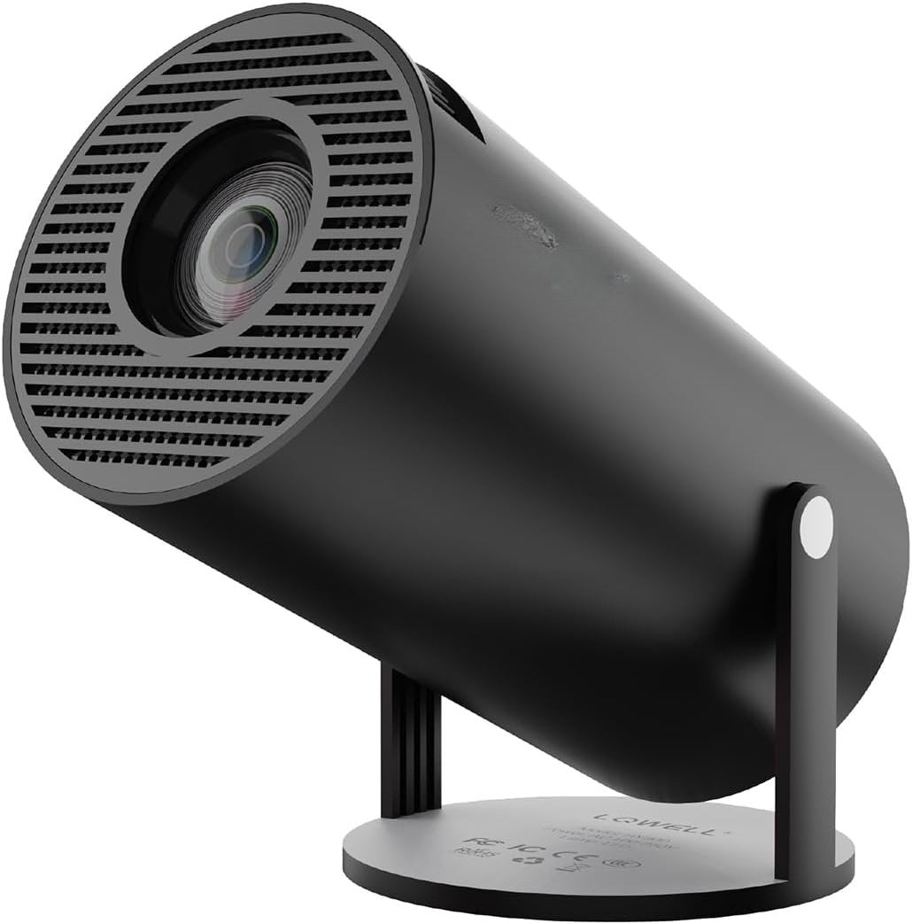 NÖRDIC Mini Portable Projector – 720p HD-tuki, Android 11, WiFi 6, BT 5.0, 180° kierto, kotiteatteriprojektori