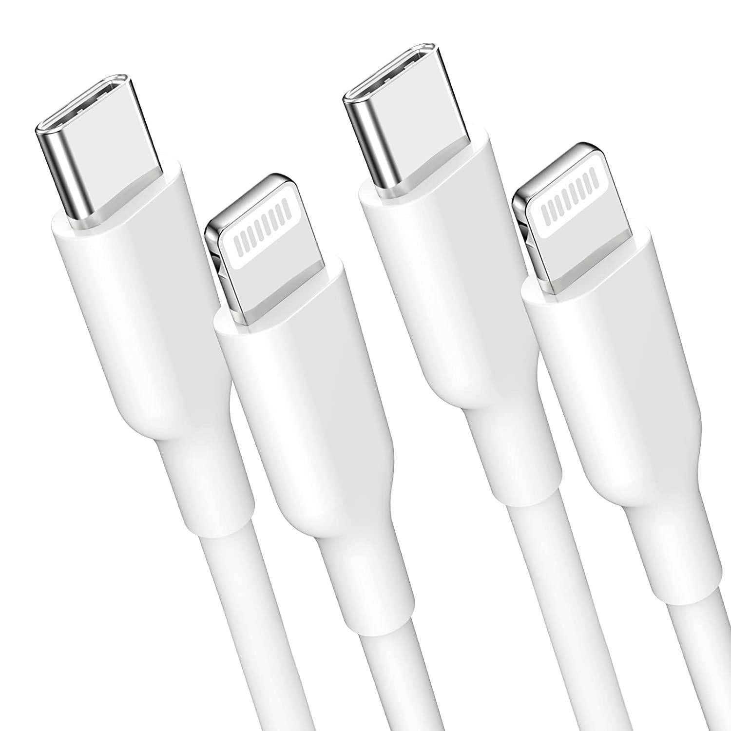 NÖRDIC Non MFI Lightning-USB C -kaapeli iPhonelle, Ipadille ja Ipodille valkoinen 50cm