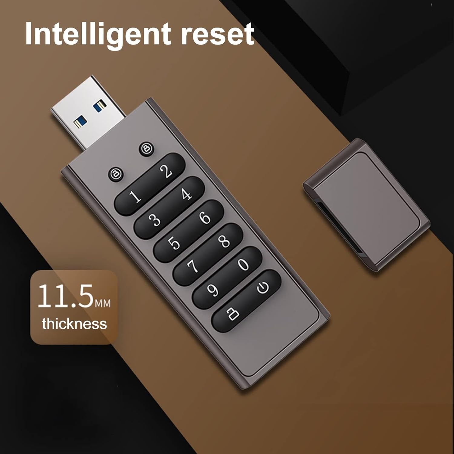 NÖRDIC Turvallinen salattu USB-muisti salasanasuojauksella ja lukolla, AES-256-bittinen, USB 3.0 henkilökohtaiseen suojaamiseen, 64 GB