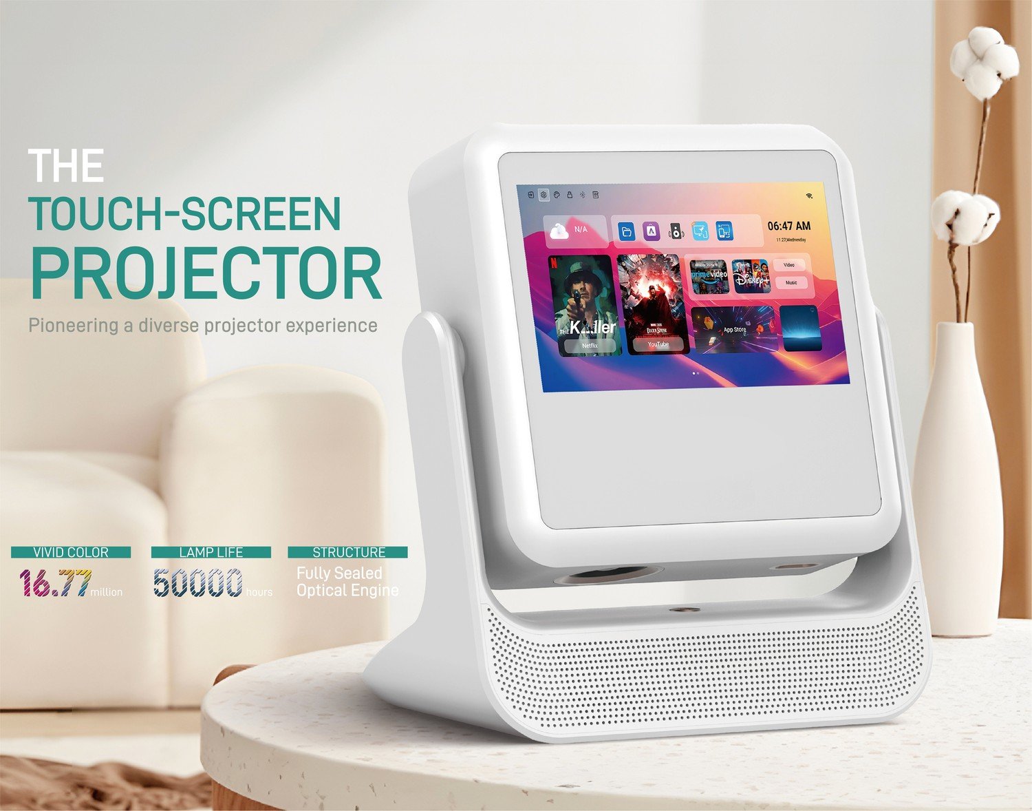 NÖRDIC Smart Touch Screen -projektori kotiteatteriin ja esityksiin