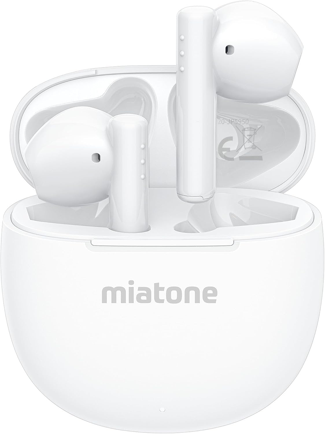 NÖRDIC True Wireless -nappikuulokkeet, Bluetooth 5.3 9H soittoaika latauskotelolla, sisäänrakennettu mikrofoni puheluita varten, puolikorvaiset kuulokkeet - valkoinen