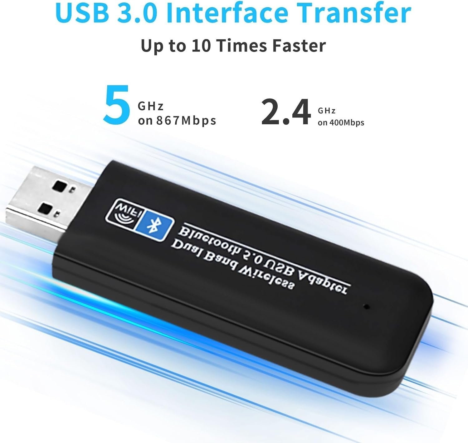 NÖRDIC WIFI6 Bluetooth 5.0 langaton USB 3.0 -sovitin Dual Band 2.4/5.8GHz 1300Mbps