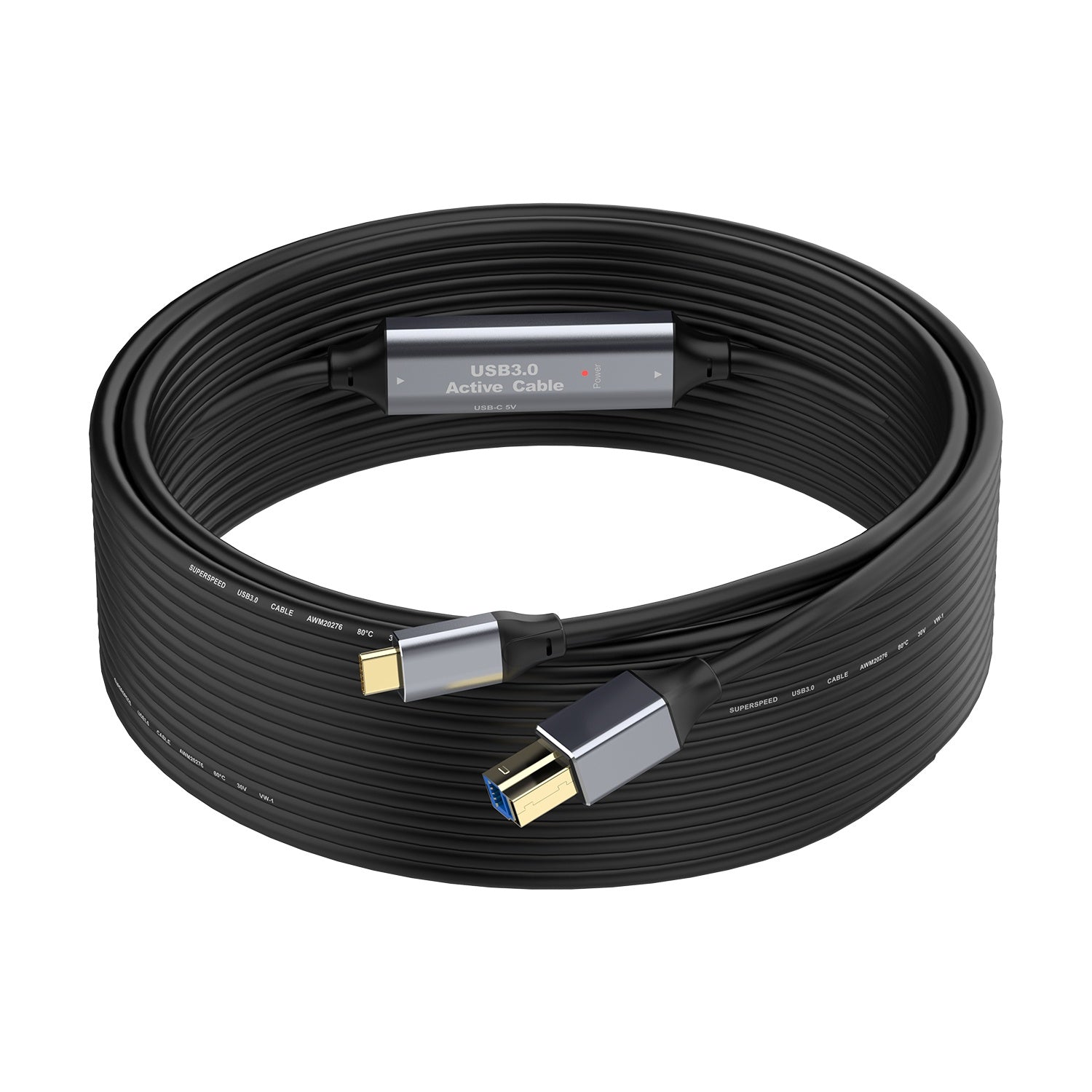 NÖRDIC USB 3.0 -kaapeli USB-C:stä USB-B:hen 5Gbps 15m USB-tulostinkaapeli