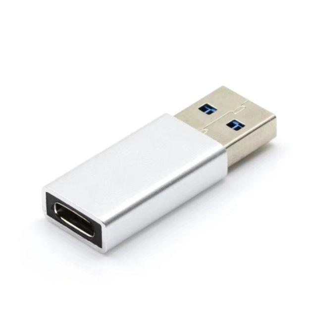 NÖRDIC USB3.2 Gen2 USB-C–USB-A-sovitin 10 Gbps metalliavaruudenharmaa